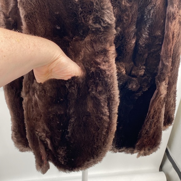 Davidson's Indiana Vintage Real Fur Poncho Coat Jacket Womens Size OS Brown Soft - Picture 4 of 13